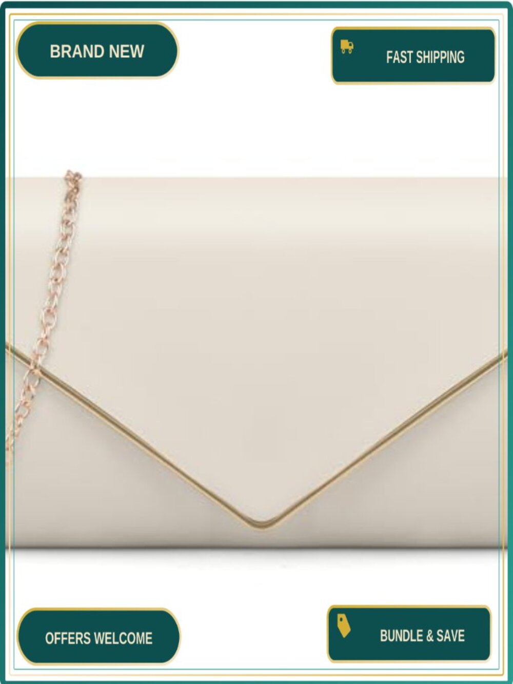 PU Leather Envelope Clutch Evening Bag with Chain 3-in-1 Formal Party